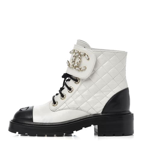 chanel black white boots|chanel black combat boots.